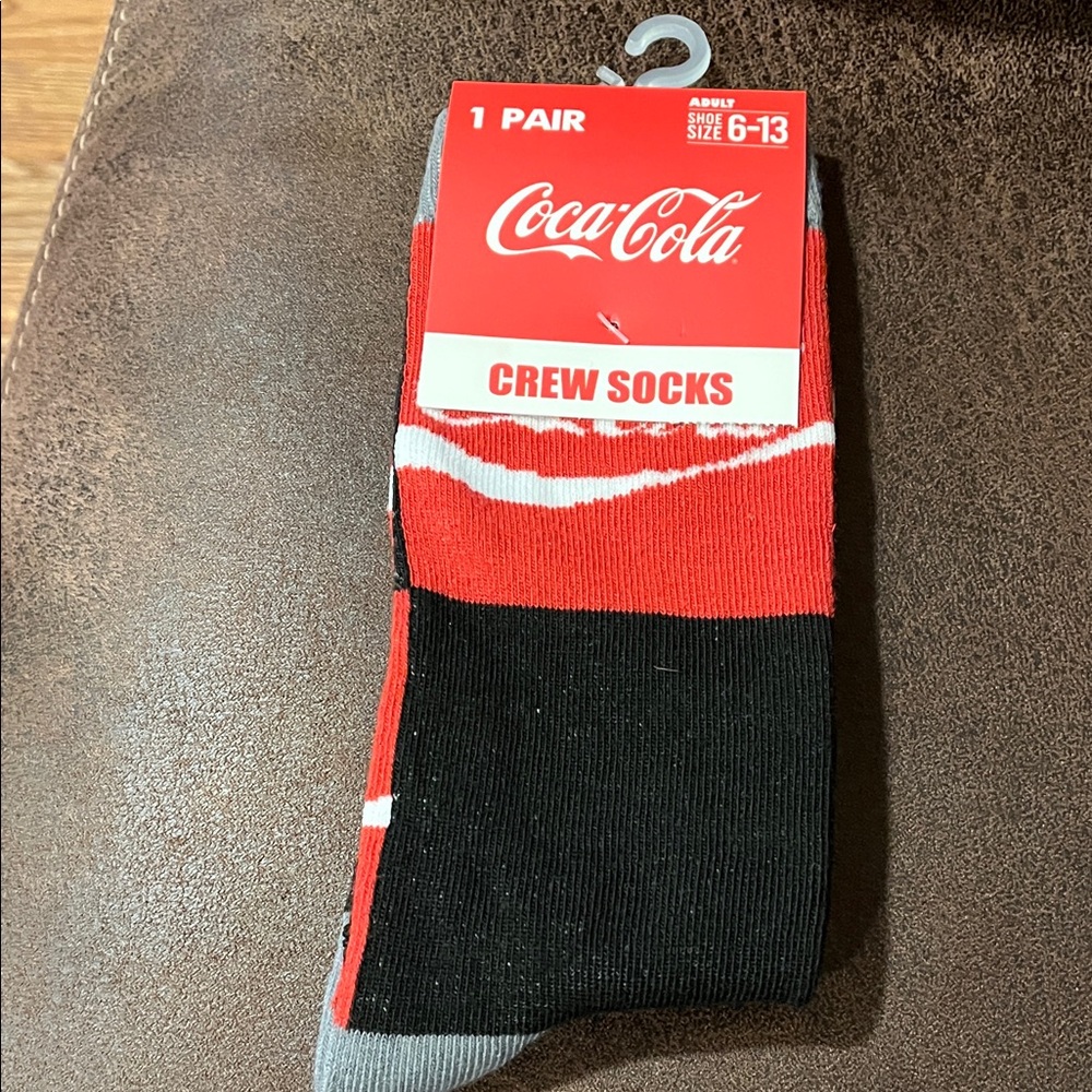 Coca Cola Casual Crew Socks - Red, Black, and Gray